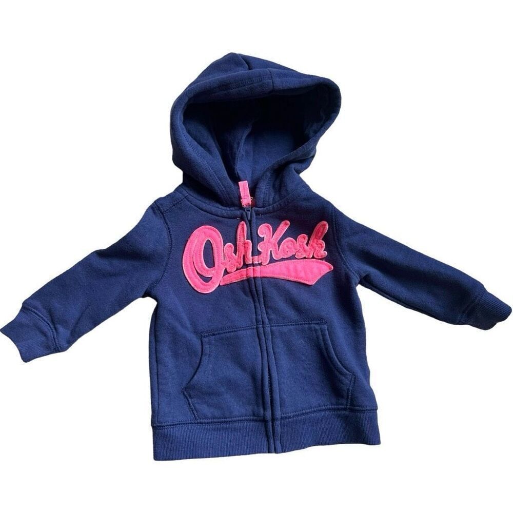 Baby Girls Osh Kosh B’gosh Logo Script Full Zip Hooded Sweatshirt - Sz 9 mo